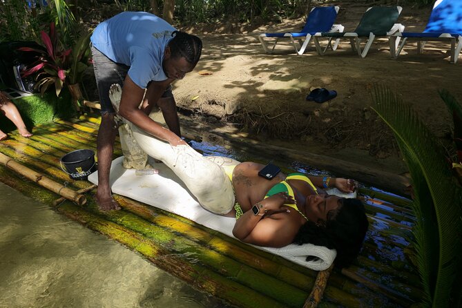 Bamboo River Rafting from Ocho Rios Jamaica - Boarding a Traditional Bamboo Raft