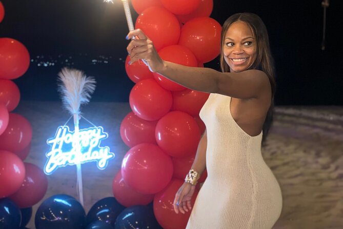 Birthday Dinner On Beach In Montego Bay Jamaica - The heart-in-the-sand birthday setup