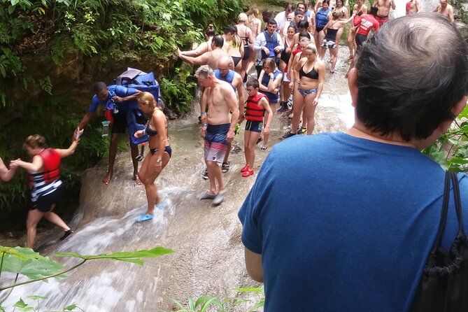 Blue Hole Adventure Ocho Rios. - The main pool, platform, and waterfall swim