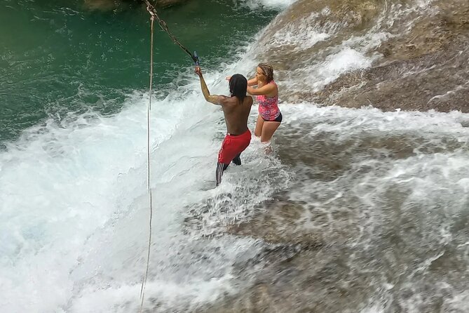 Blue Hole Adventure Ocho Rios. - The Tarzan rope swing and optional 20-foot finale