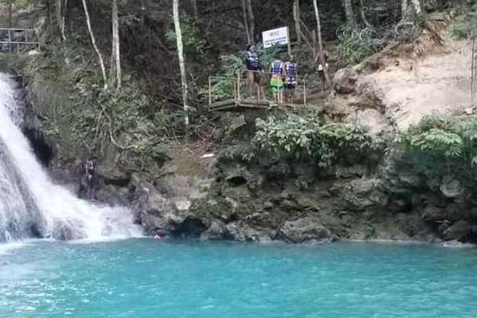 Blue Hole Secret Falls and Bob Marley Nine Mile Private Tour - Swimming and swinging at Cool Blue Hole