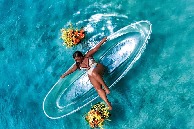 Clear Kayak Drone Photo Shoot and Video in Montego Bay - Floating flowers and Jamaica letters