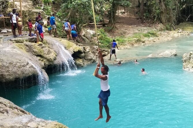 Dunn's River Falls, Blue Hole, Bamboo Rafting, Horseback Combo - Blue Hole for rope swings and lagoon swims