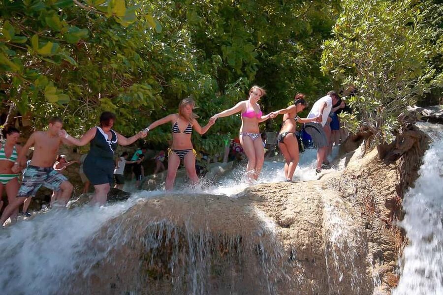 Dunn's River Falls, Bob Marley 9 Mile - Optional Lagoon Tour - Climbing Dunn’s River Falls from the bottom up