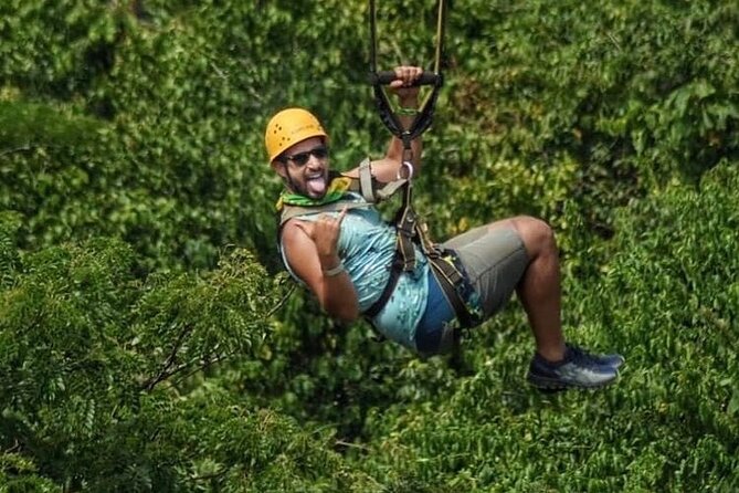Dunn’s River Falls,Zip lining & horseback riding Combo tour from Montego Bay - Soaring above the river at Dunn’s River