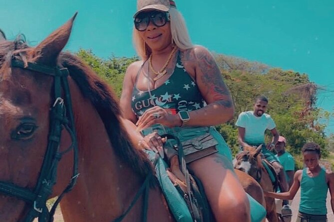 Dunn’s River Falls,Zip lining & horseback riding Combo tour from Montego Bay - Horseback riding from forest trail to Ocho Rios Bay Beach