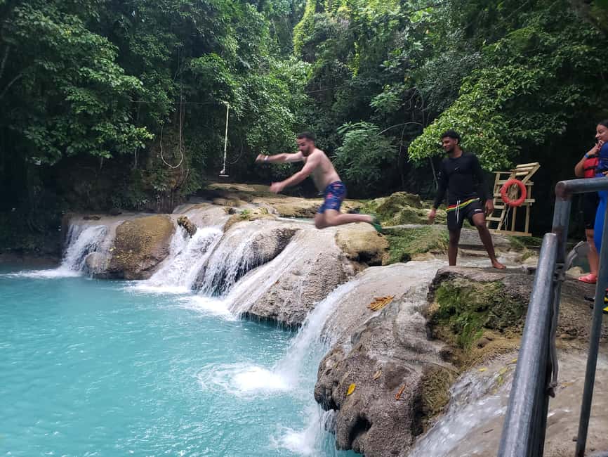 From Ocho Rios: Blue Hole Secret Waterfall & Highlight Tour - Swimming, ledges, and slippery footing