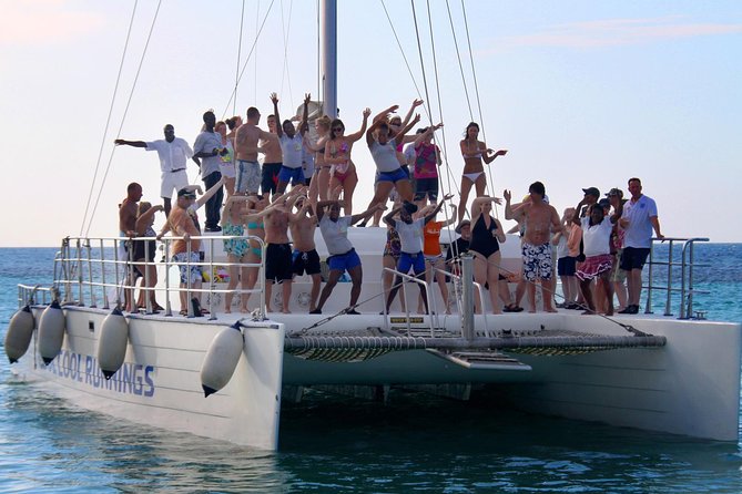 Jamaica Dunn's River Falls Party Cruise with Snorkeling - The catamaran ride and the Ocho Rios coast