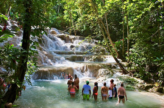 Private Dunn's River Falls Adventure from Montego Bay - Columbus Park looks across Discovery Bay
