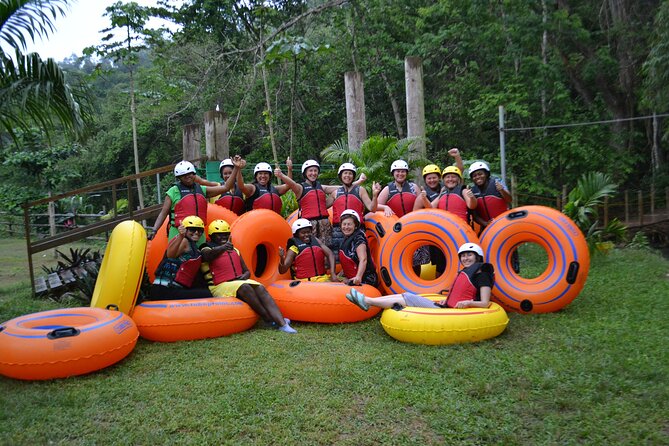 River Rapids Waterfalls Tubing and Beach Adventure with Transport - Bamboo shade, rope swing, and river breaks